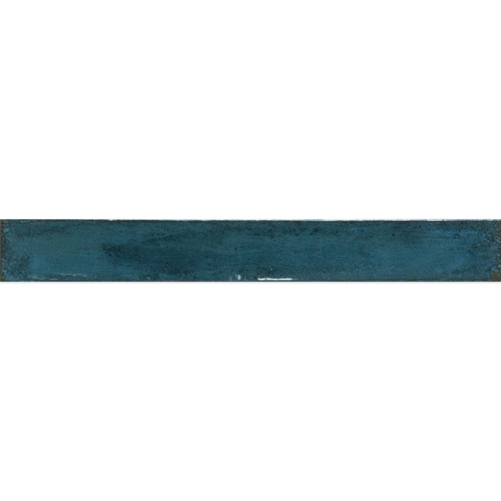 Capri Blue Gloss Ceramic Brick Tile - 400x50mm