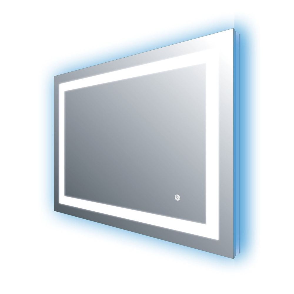 Feechi White & Blue LED Light Backlit Bathroom Mirror 800x600mm Blue Lighting
