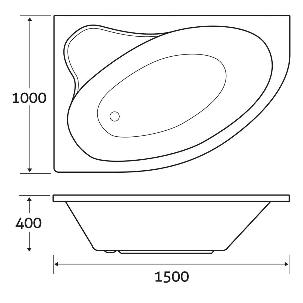 Yesso Left Hand Acrylic Corner Bath 1500x1000mm