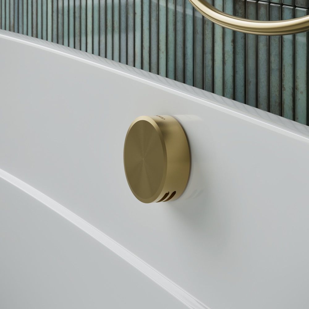 Aqualisa S3 Gold Bath filler with teal tiled background