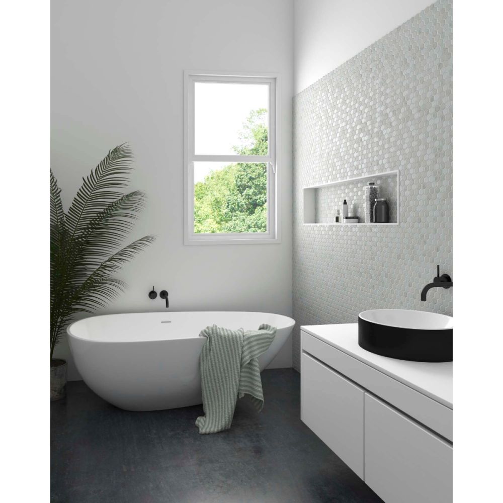 Alcor Matt White Snow Marble Mosaic 307x317mm