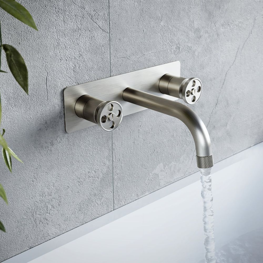 Urban Brushed Nickel Wall Mounted Bath Tap - Lifestyle image
