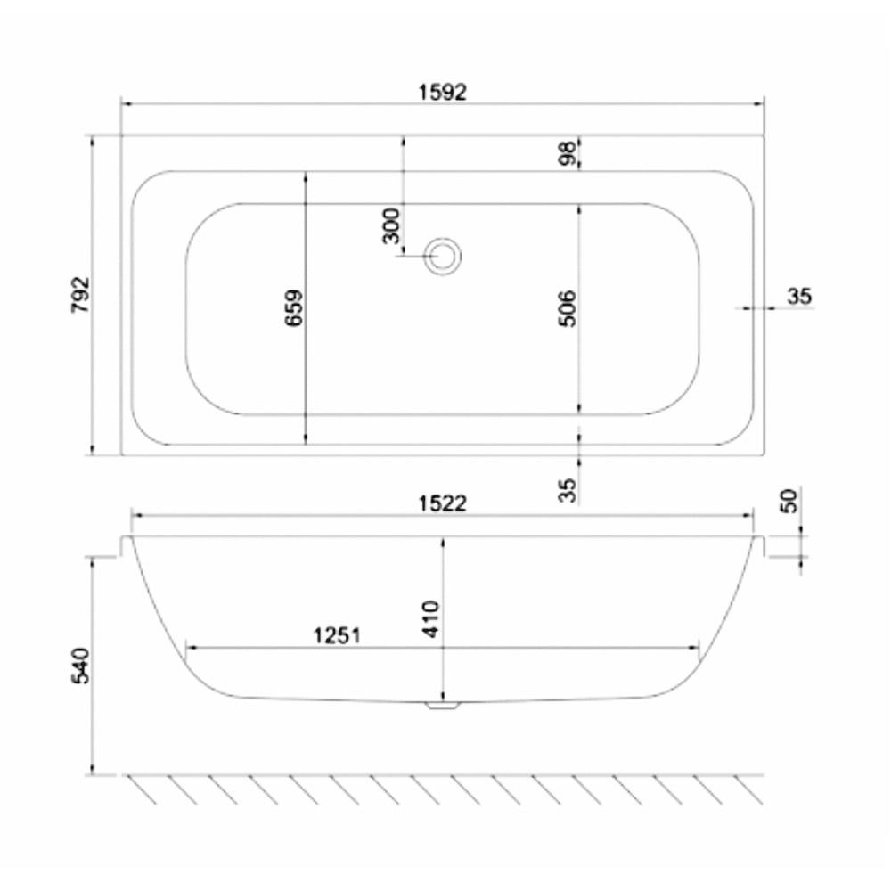 Carron Profile Double Ended Carronite Bath 1600x800mm