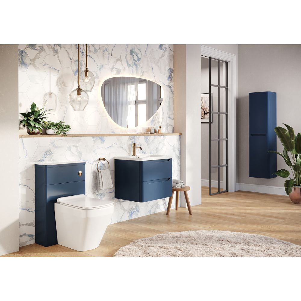 Ellis Royal Blue Wall Hung Tall Bathroom Storage Unit