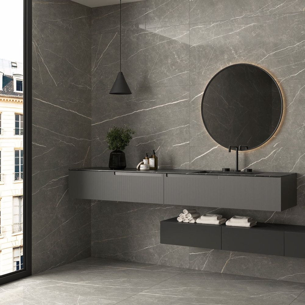 Enigma Graphite Polished Porcelain Tile - 1200x600mm