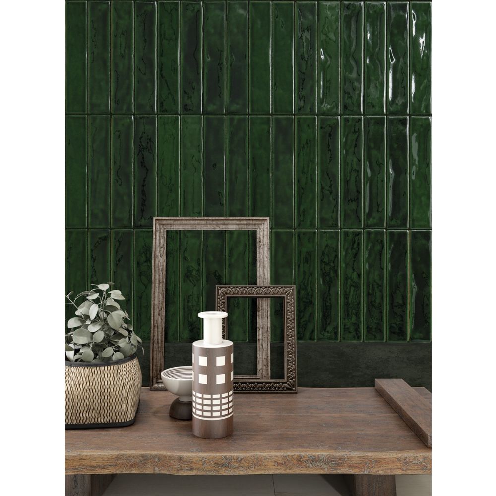 Sapporo Green Gloss Ceramic Brick Tile 250x50mm