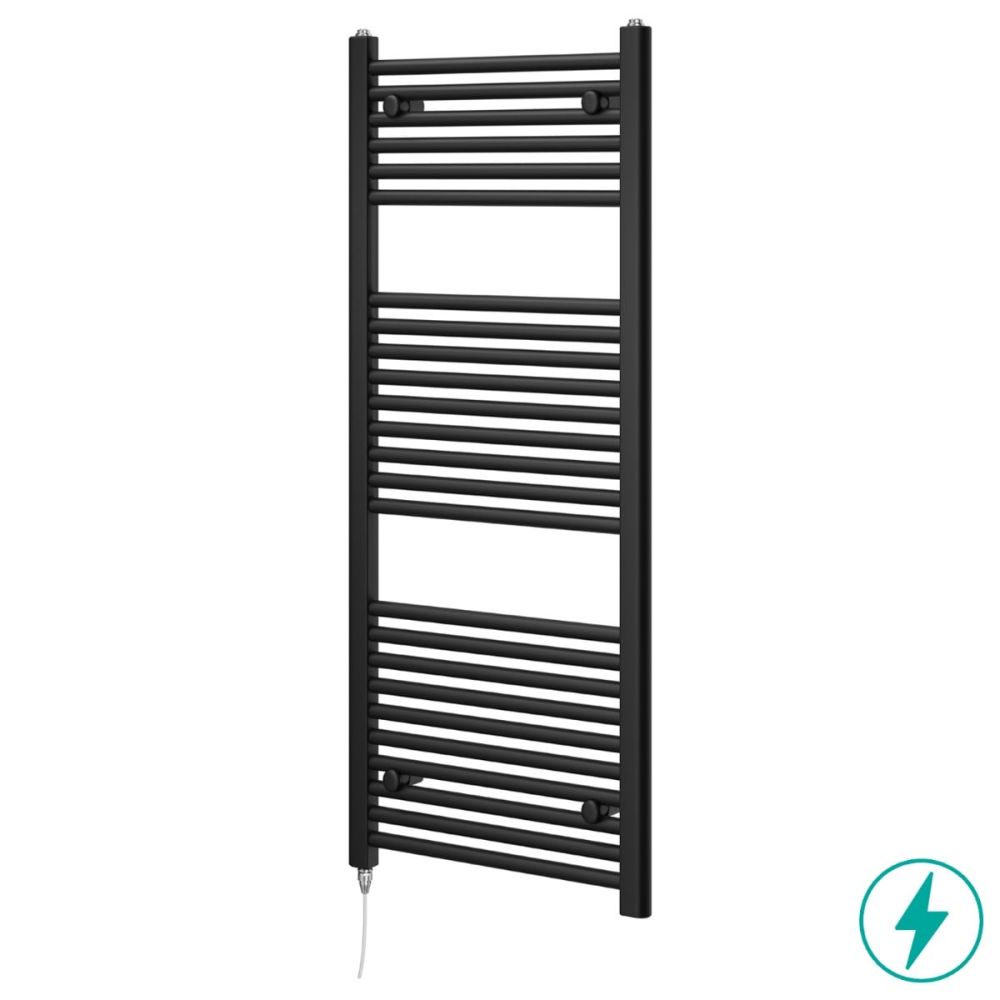 Neptune Matt Black Electric Heated Towel Rail 1200x500mm