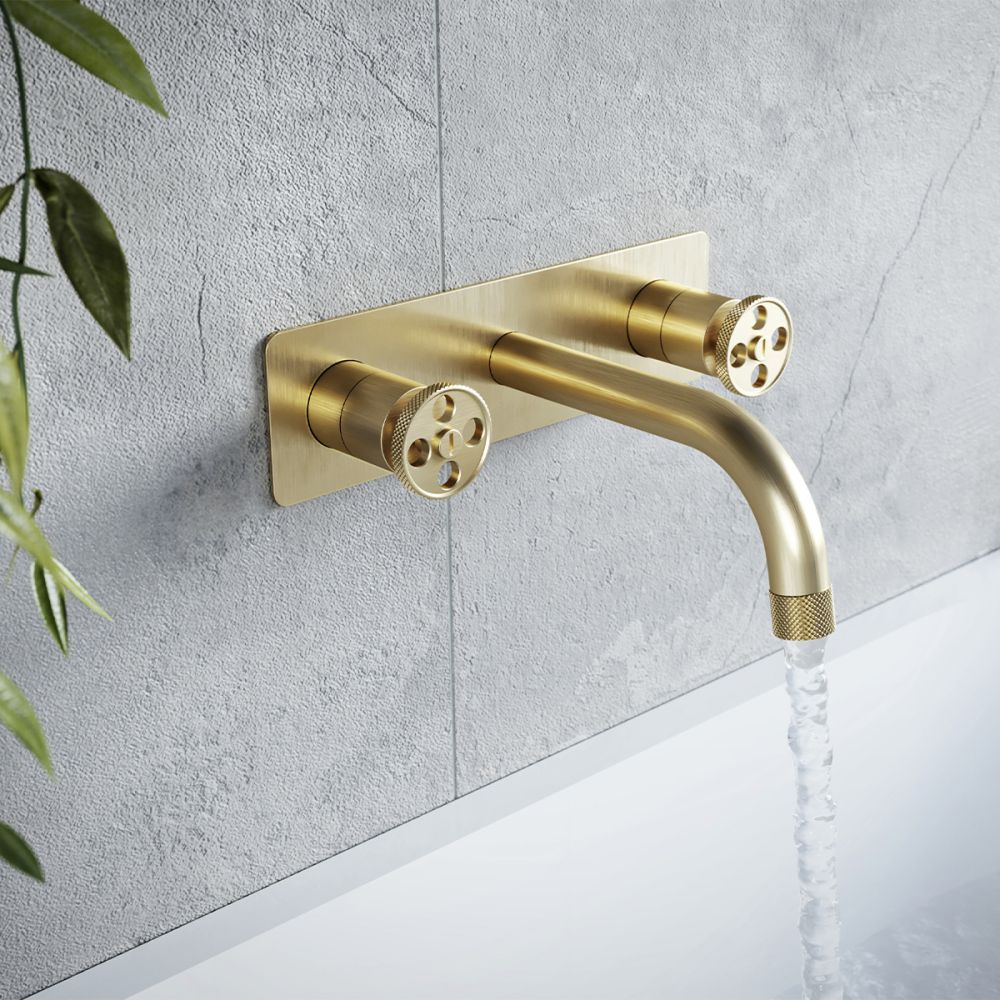Urban Brushed Gold Wall Mounted Bath Tap - lifestyle image