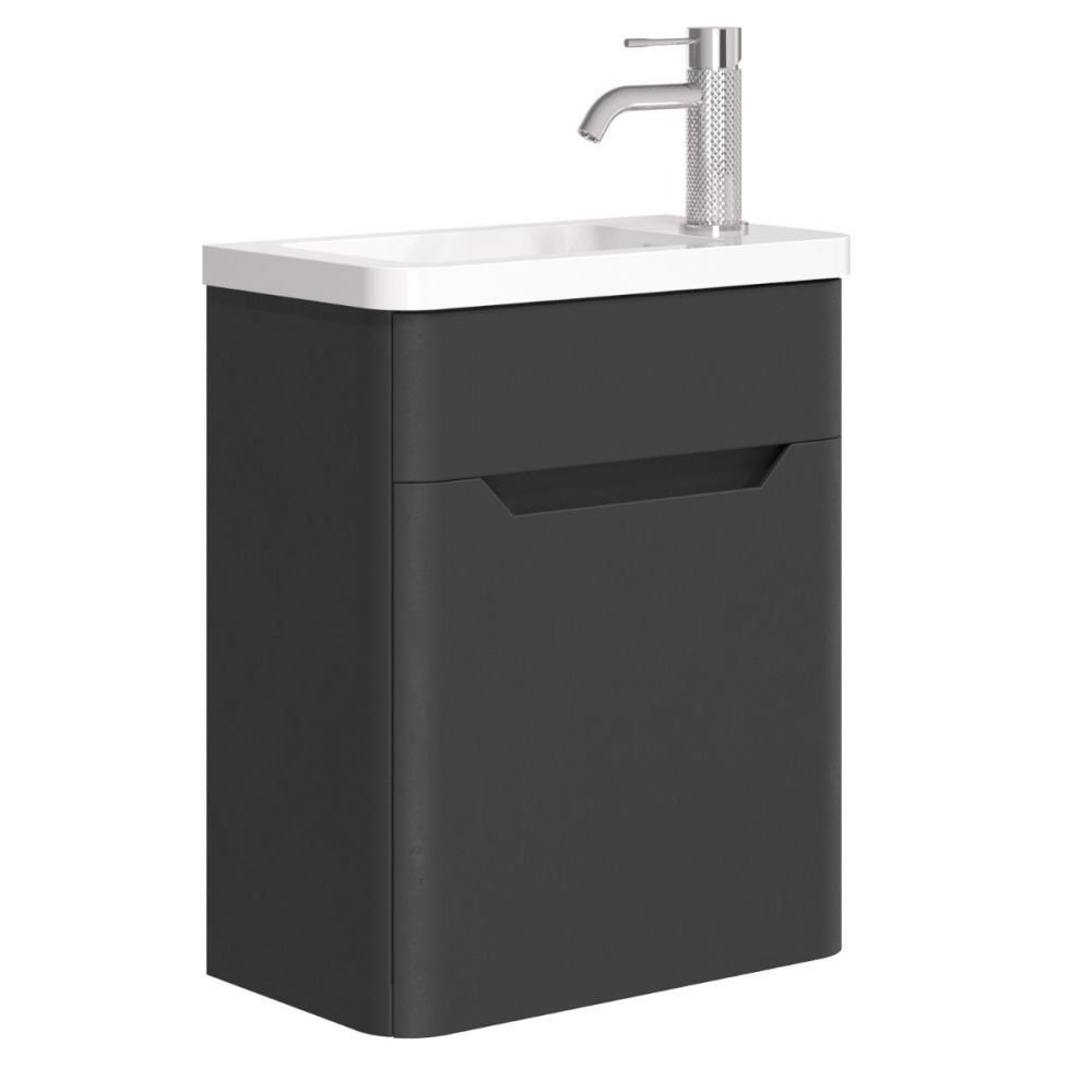Ellis Black Wall Hung Cloakroom Vanity Unit 450mm