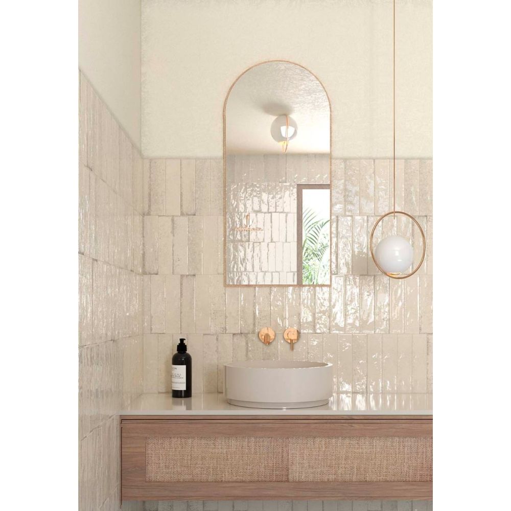 Bergamo Beige Porcelain Brick Tile 75x300mm