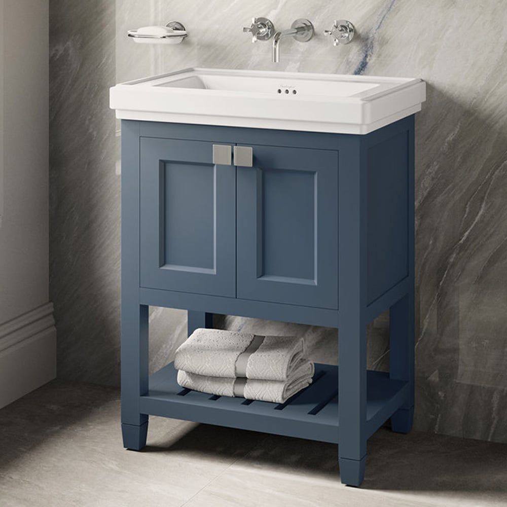 Burlington Riviera Matt Blue Floor Standing Vanity Unit with Basin 580mm