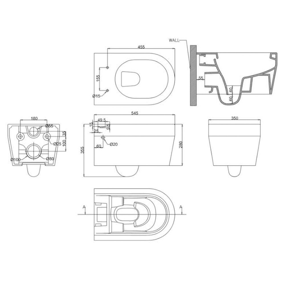 Britton Stadium Wall Hung Toilet with Soft Close Seat