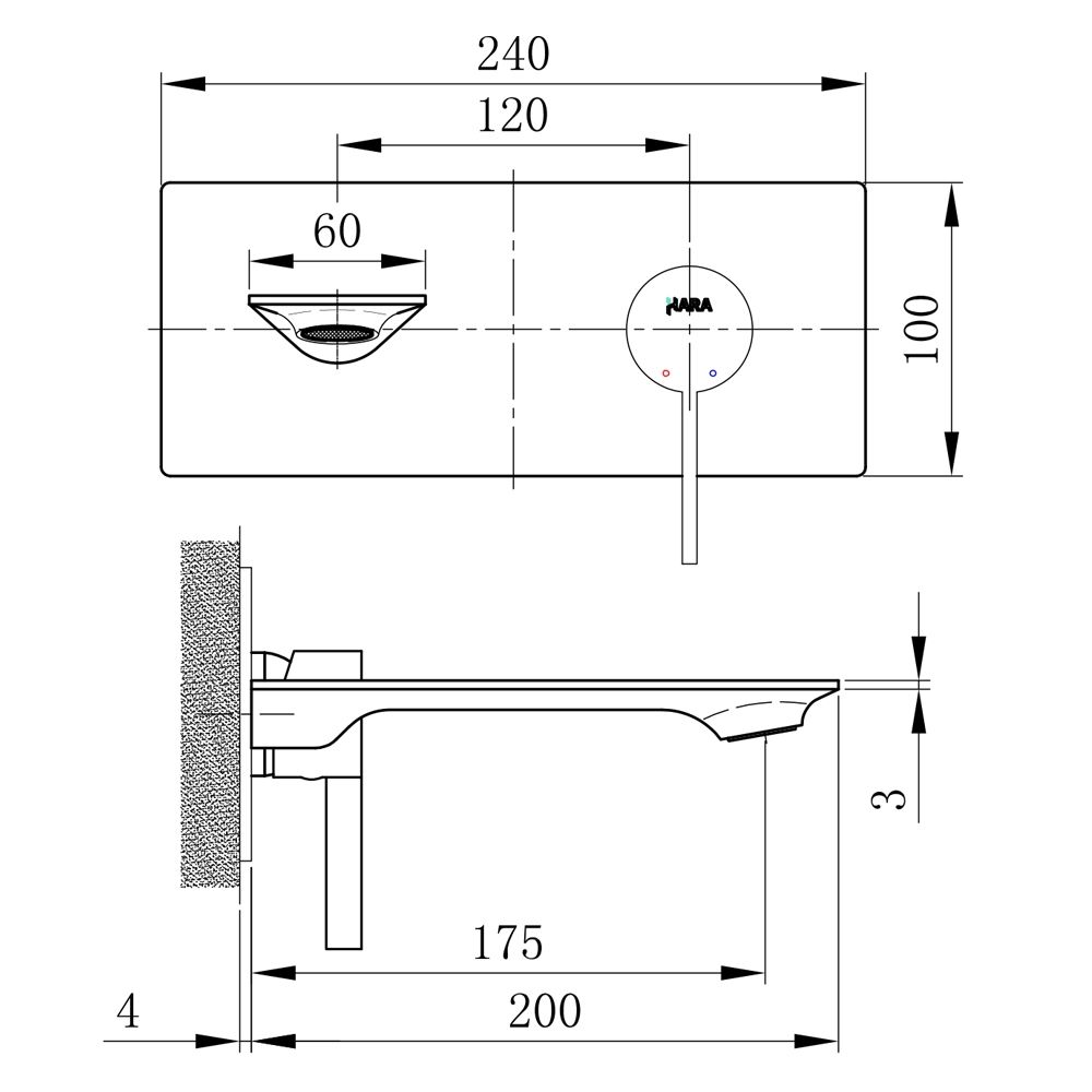 Acqua Chrome Wall Mounted Basin Mixer Tap