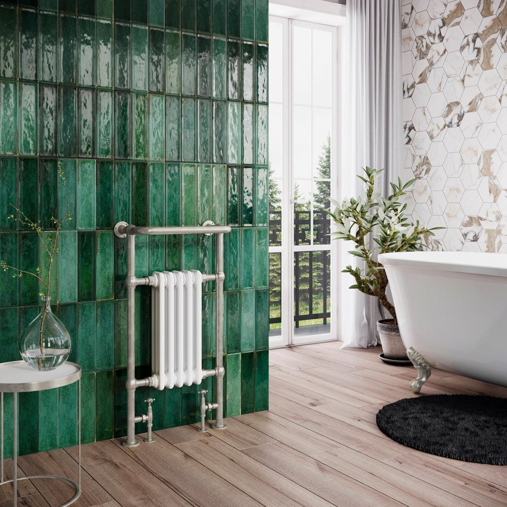 Hive White & Nickel Heated Towel Rail - 938x500mm Hero