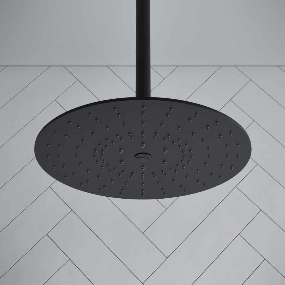 Aqualisa S1 Matt Black Smart Digital Shower Dual Outlet (Slide Rail Kit with Fixed Ceiling Head) HP/Combi