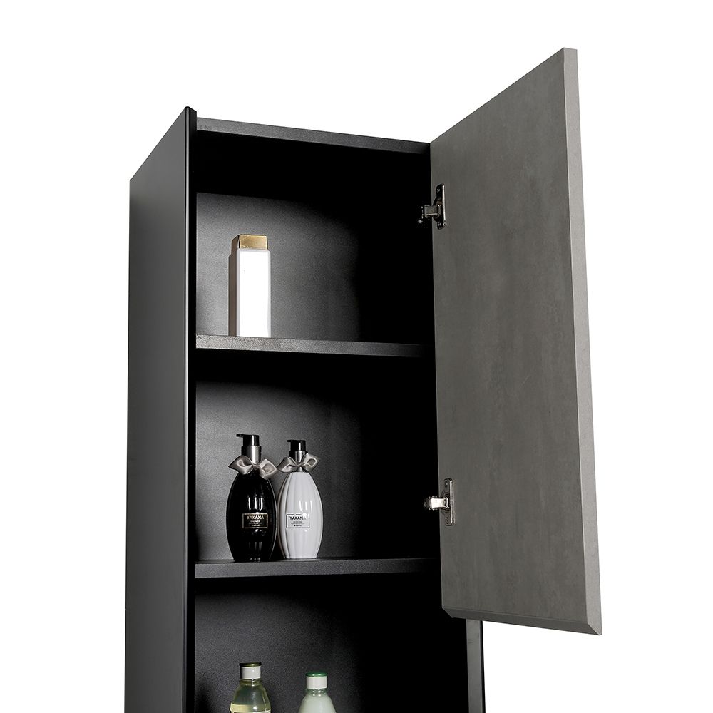 Snowdon Concrete and Black Wall Mounted Tall Storage Cabinet