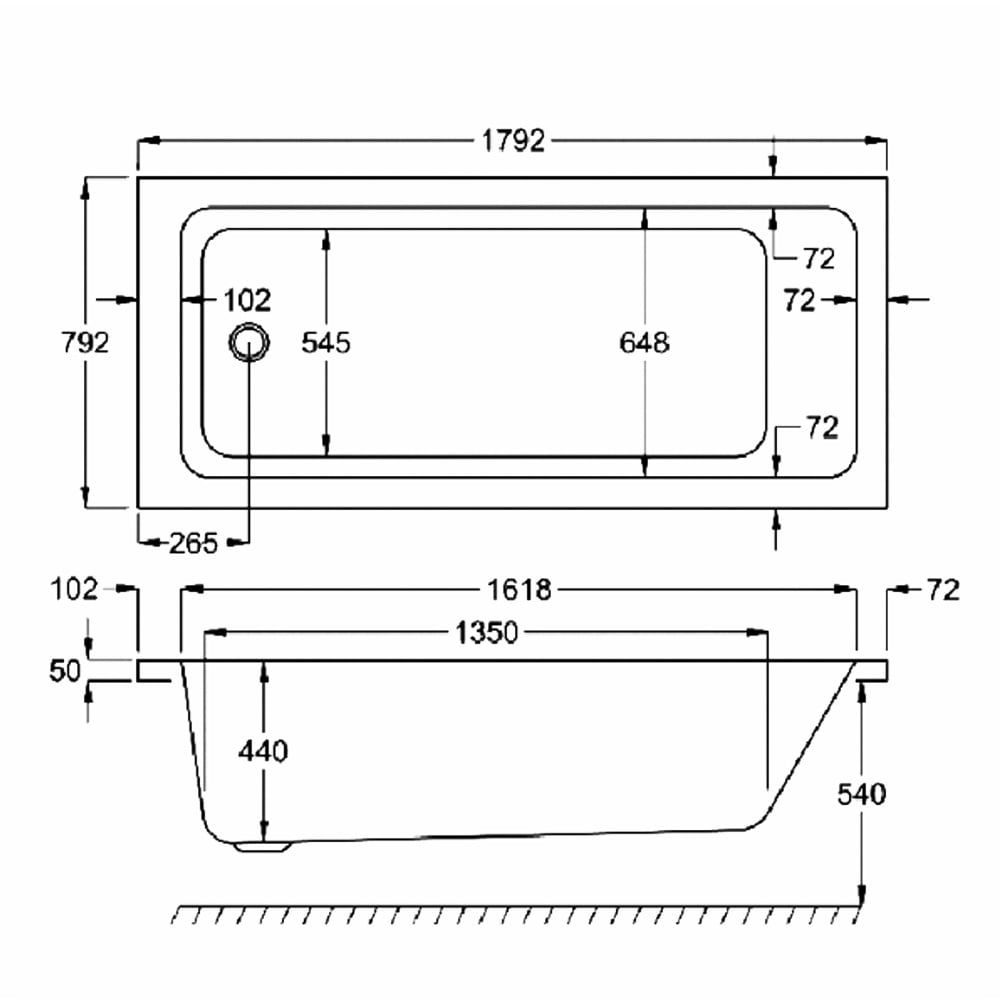 Carron Quantum Single Ended Carronite Bath 1800x800mm