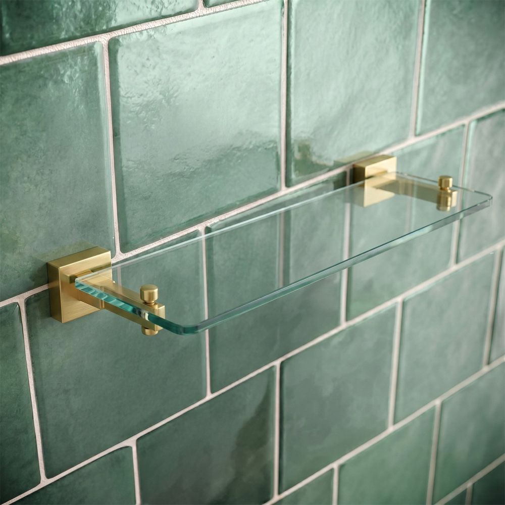 Quad Brushed Gold Glass Shelf
