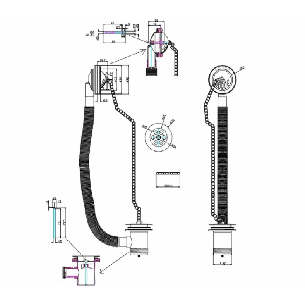 Burlington Chrome Plug & Chain Bath Waste