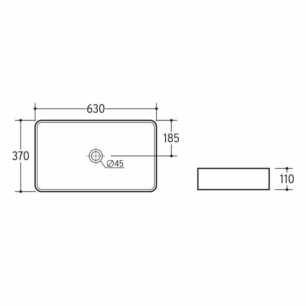 Monica Matt Black Rectangular Countertop Basin Spec