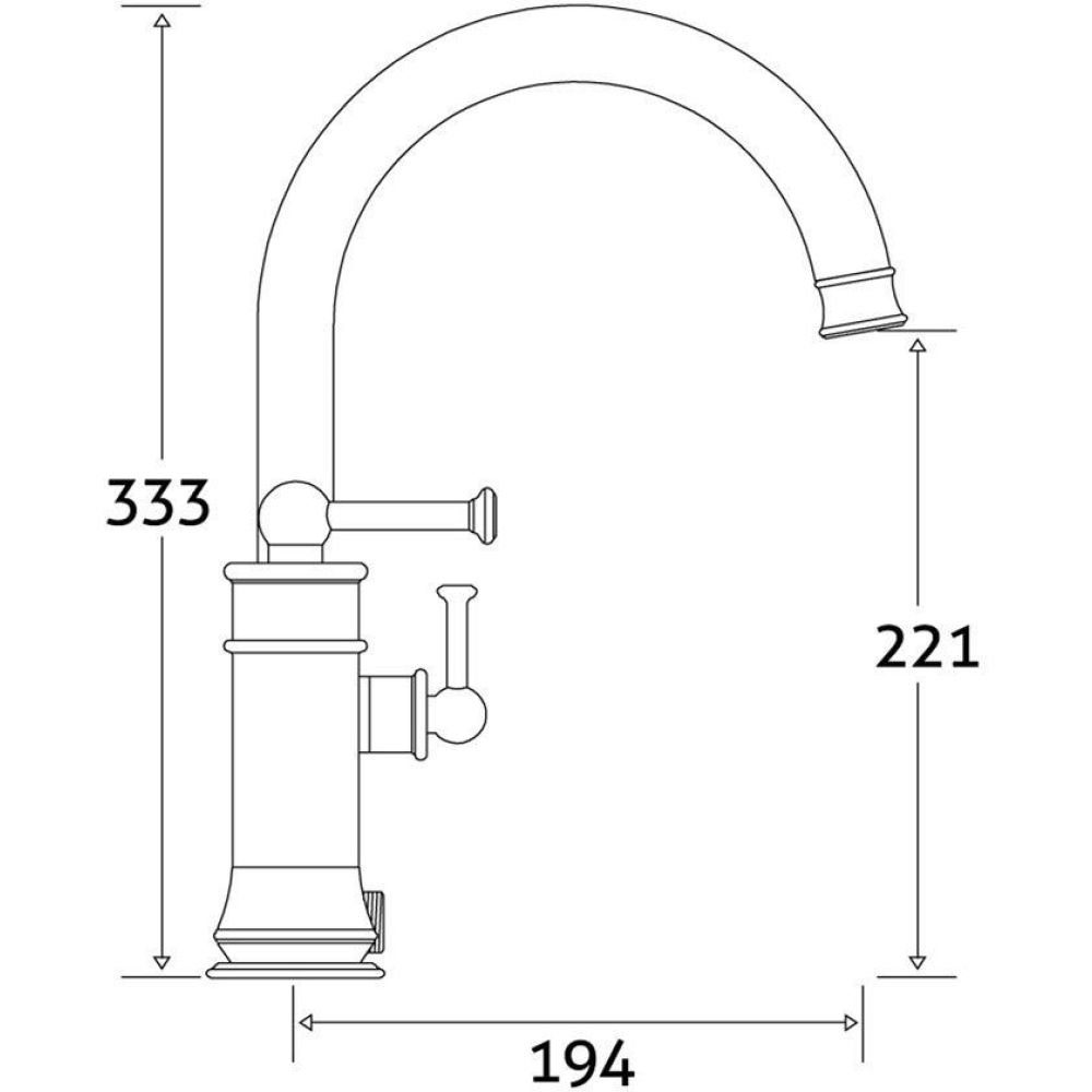 Traditional Bath Shower Mixer Tap Dimension Drawing