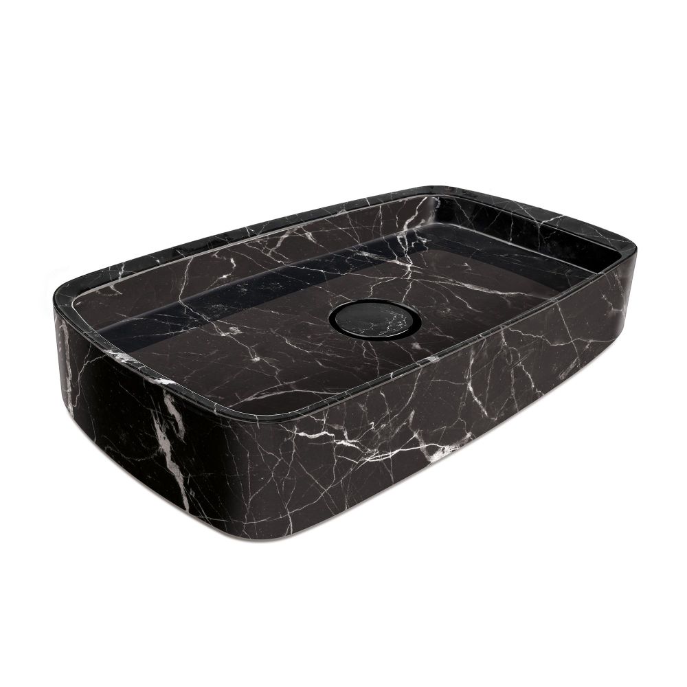 Marzio Nero Honed Marble Rounded Rectangle Basin 212987