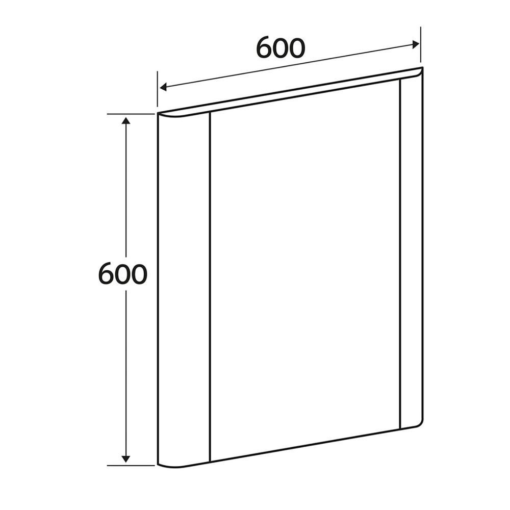 Esk Textured Frame Mirror 600x600mm Dimension Drawing
