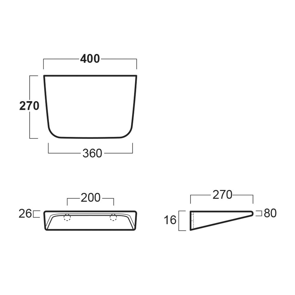 Belgrove White Wall Hung Ceramic Shelf 400mm