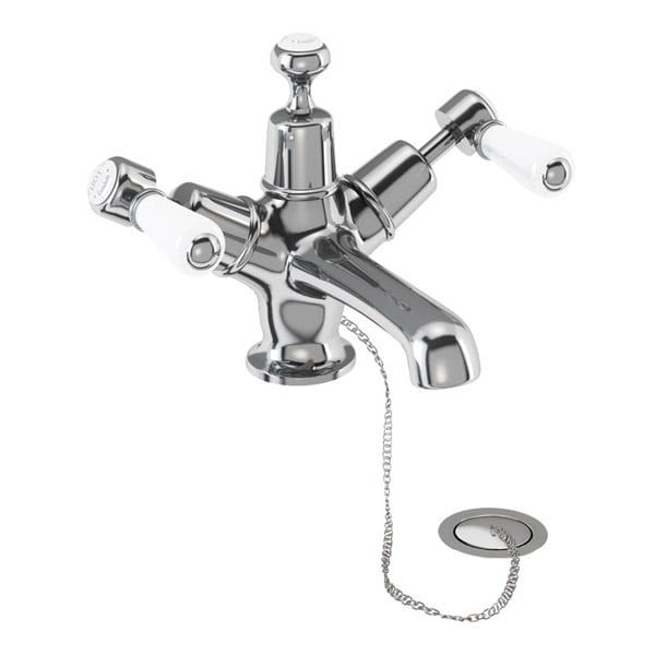 Burlington Kensington Chrome Basin Mixer Tap with Plug & Chain Waste