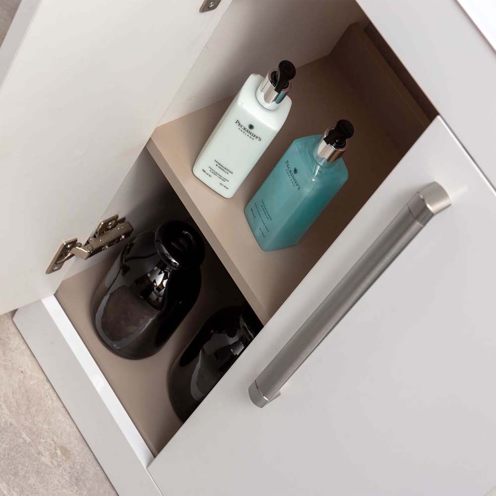 Nante Gloss White Floor Standing Vanity Unit with Ceramic Basin 800mm