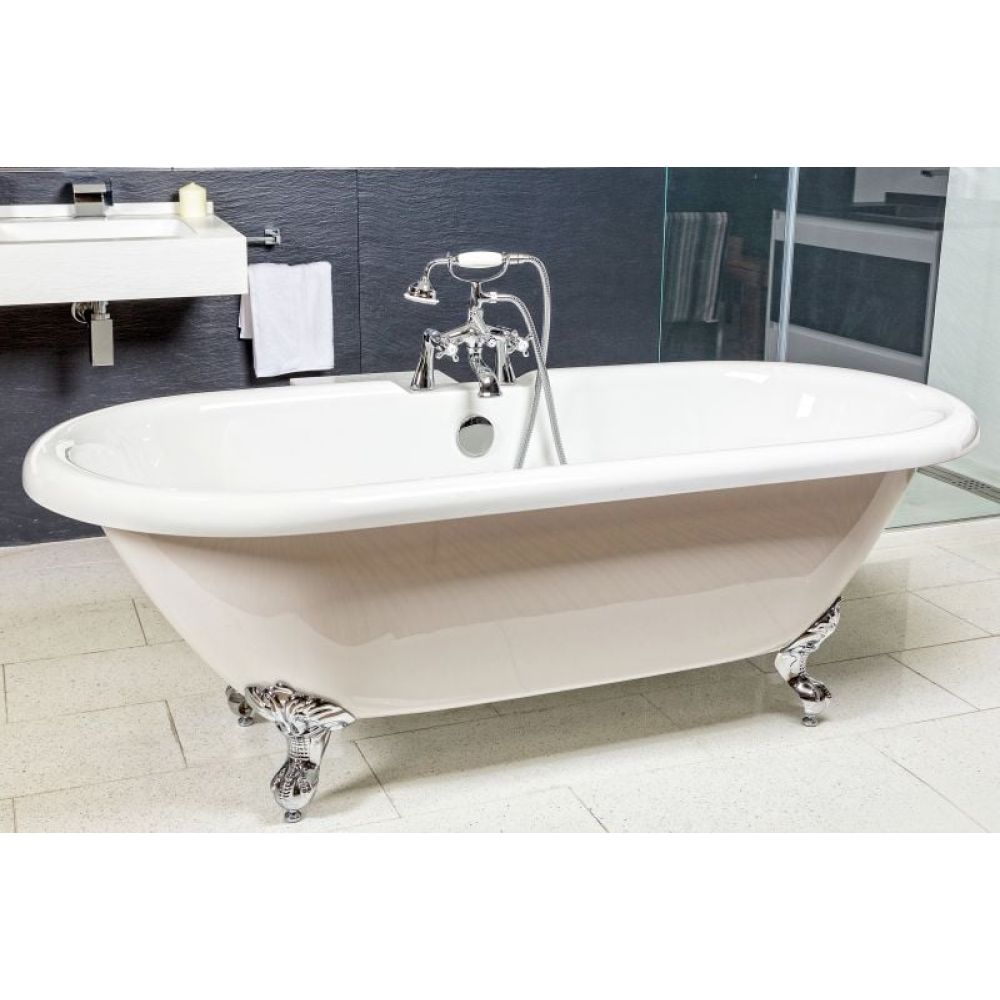 Roomset image of the Mere Traditional Freestanding Acrylic Bath with Chrome Feet 1780x800mm