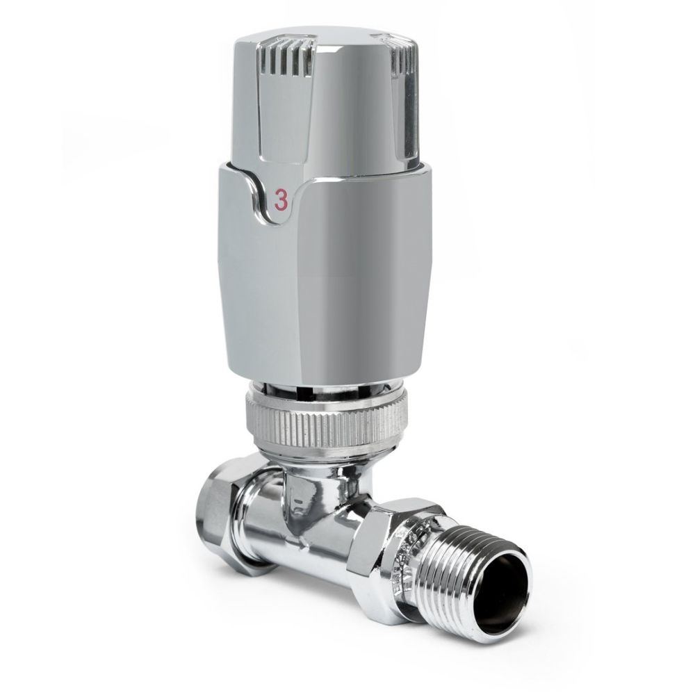 Thermostatic Chrome Straight Pair of Radiator Valves