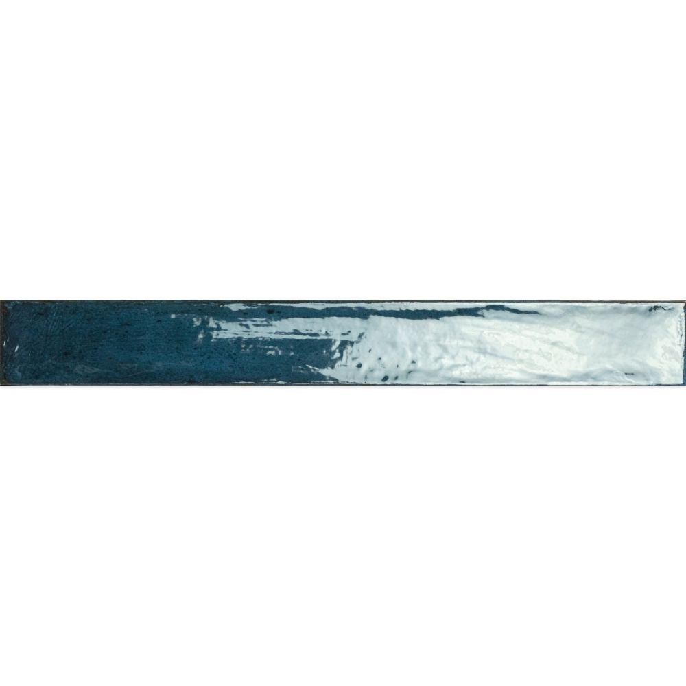 Capri Blue Gloss Ceramic Brick Tile - 400x50mm