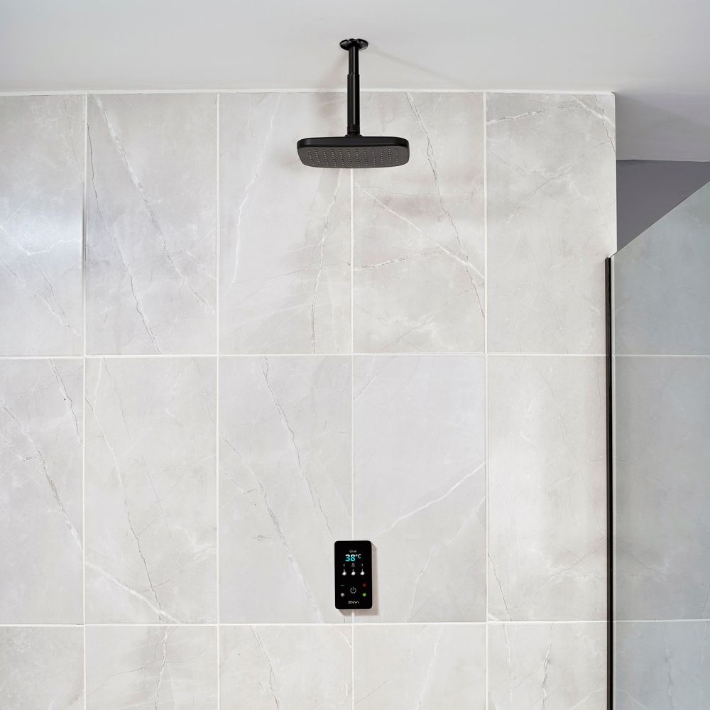 Triton ENVi 9.0kw Thermostatic Electric Shower with Ceiling Fed Fixed Head - Black
