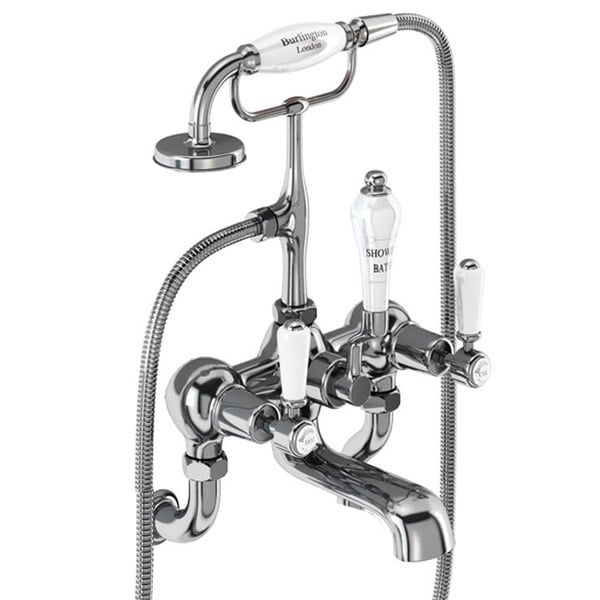 Burlington Kensington Chrome Wall Mounted Bath Shower Mixer Tap with S Adjuster