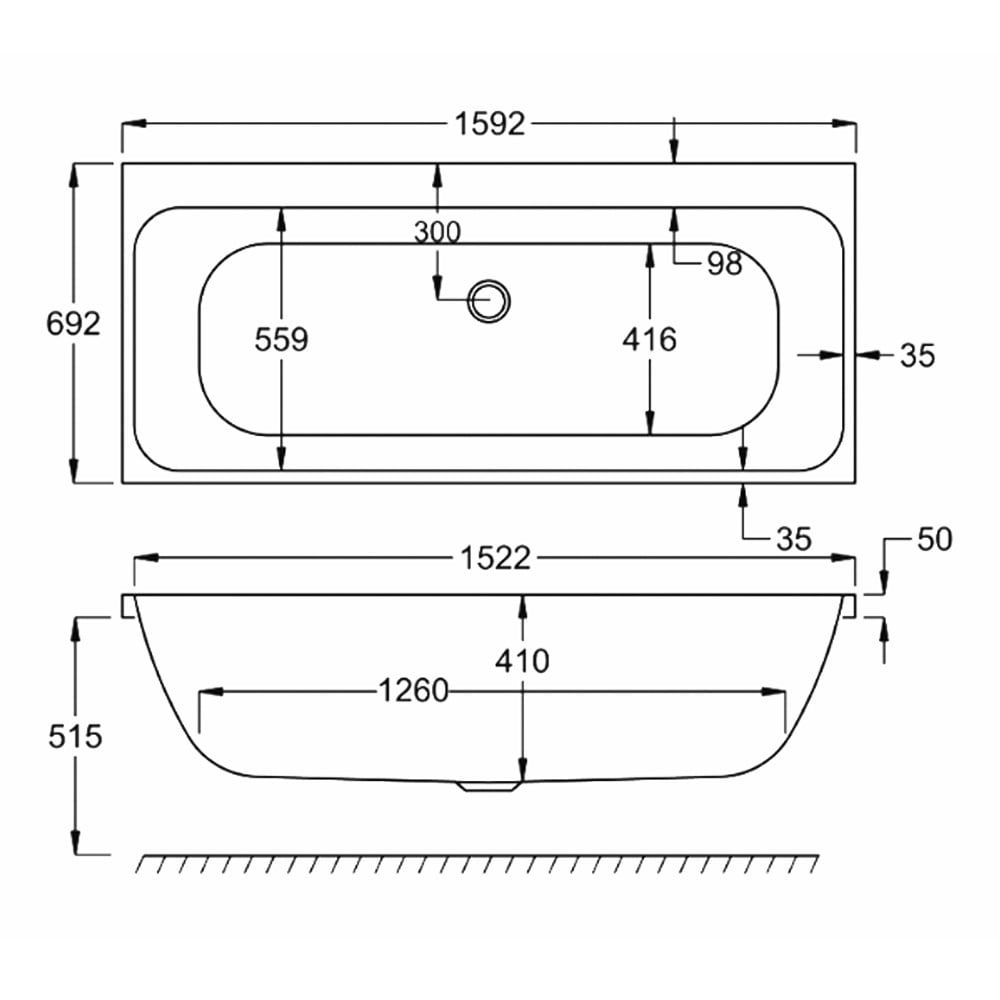 Carron Profile Double Ended Carronite Bath 1600x700mm