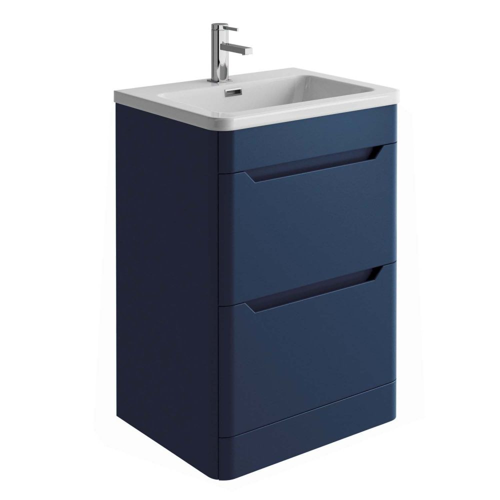 Ellis Royal Blue Floor Standing Vanity Unit with Ceramic Basin 500mm