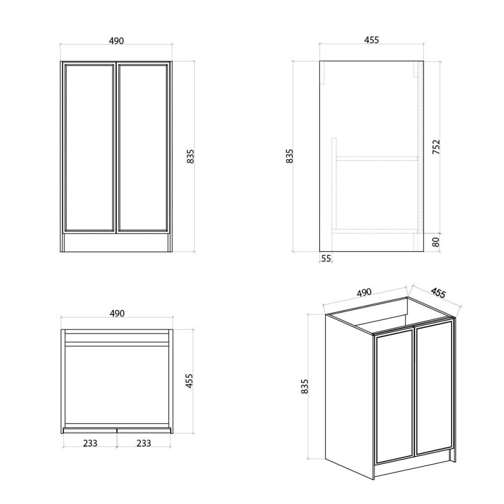 Kendal Floor Standing Vanity Unit - 500mm Spec Drawing