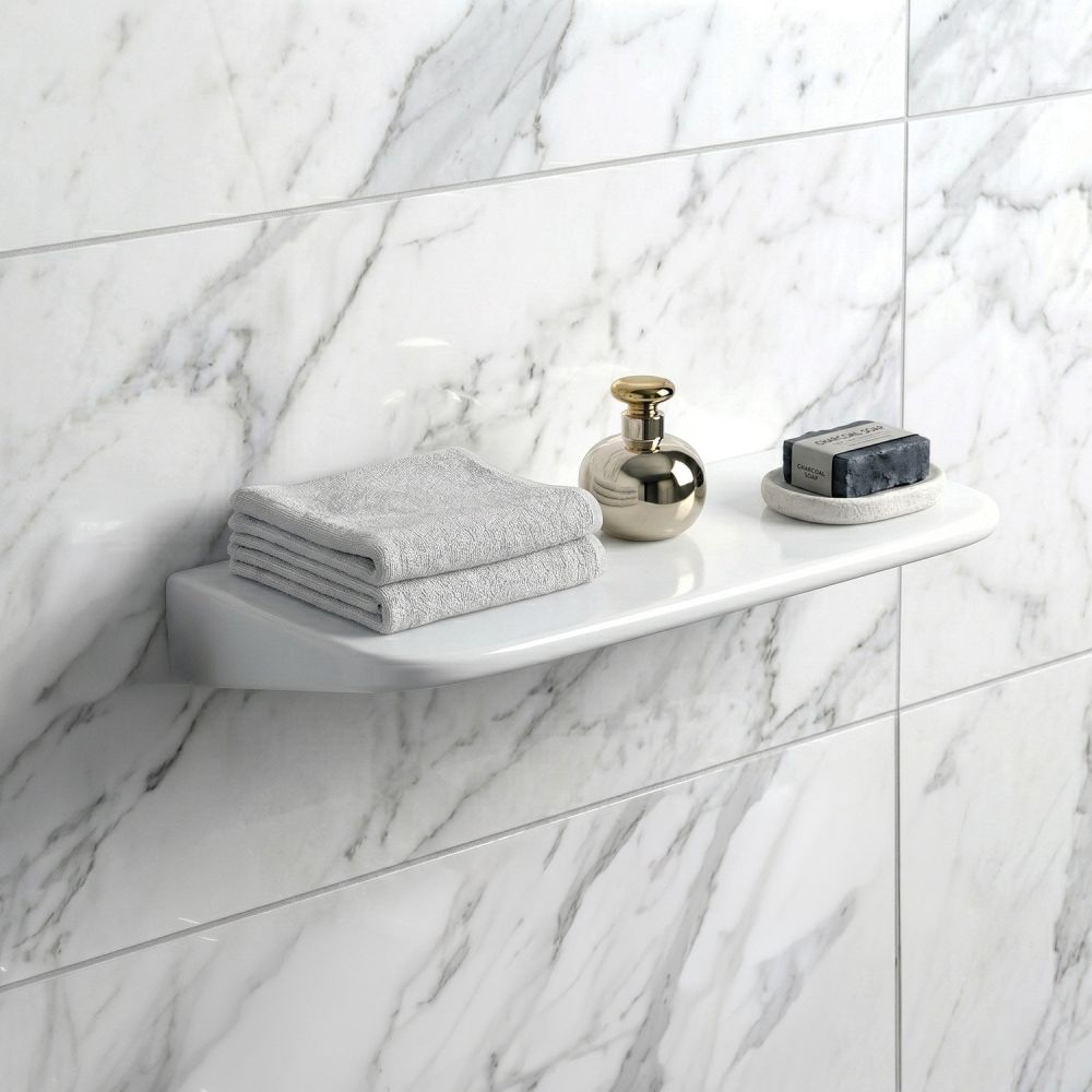 Belgrove White Wall Hung Ceramic Shelf 600mm