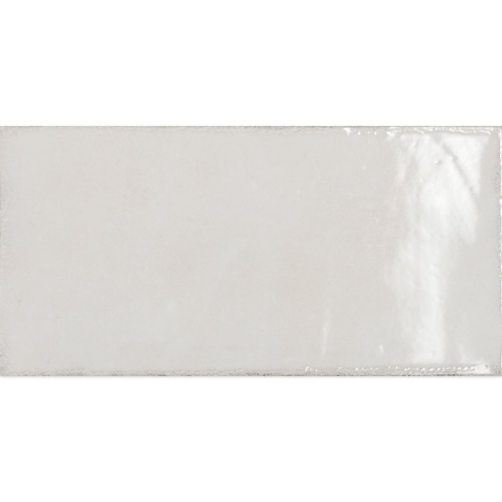 Inca Blanco White Glossy Porcelain Brick Tile - 150x316mm