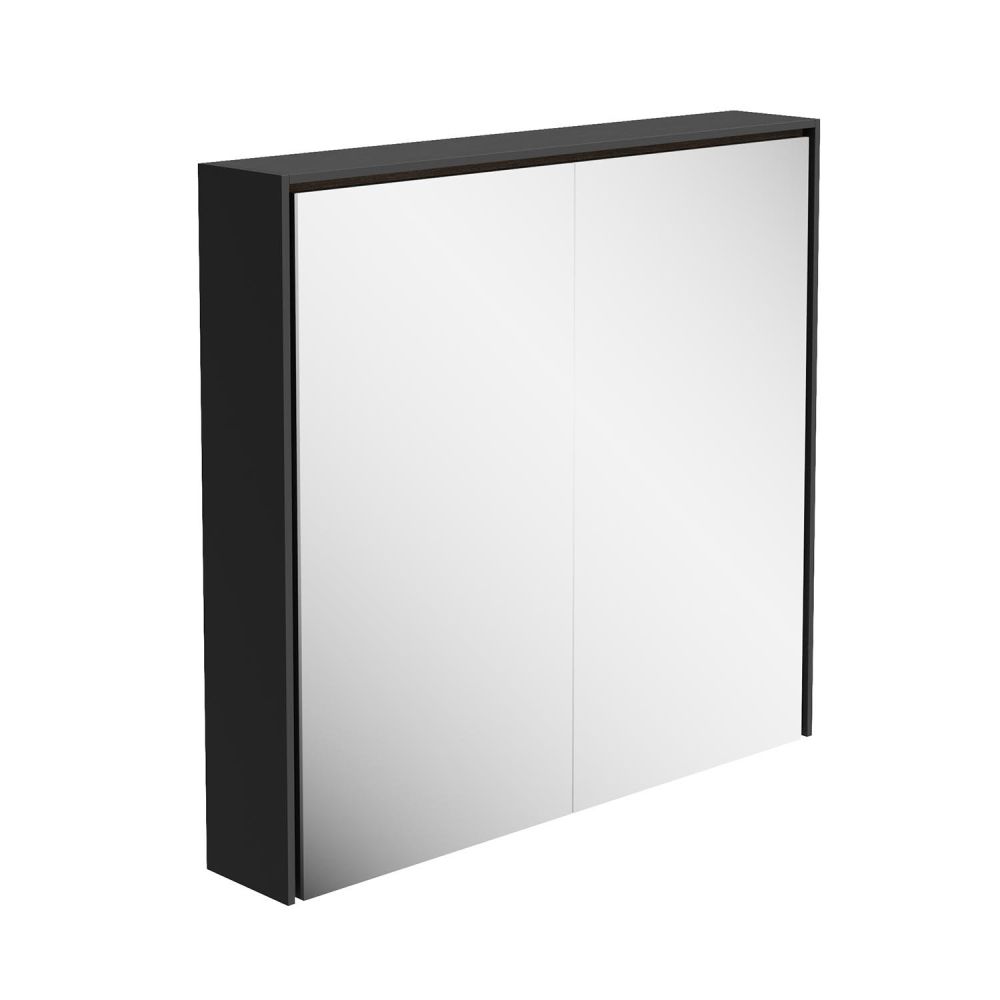 Newbury Matt Black LED Mirrored Wall Cabinet 750x700mm