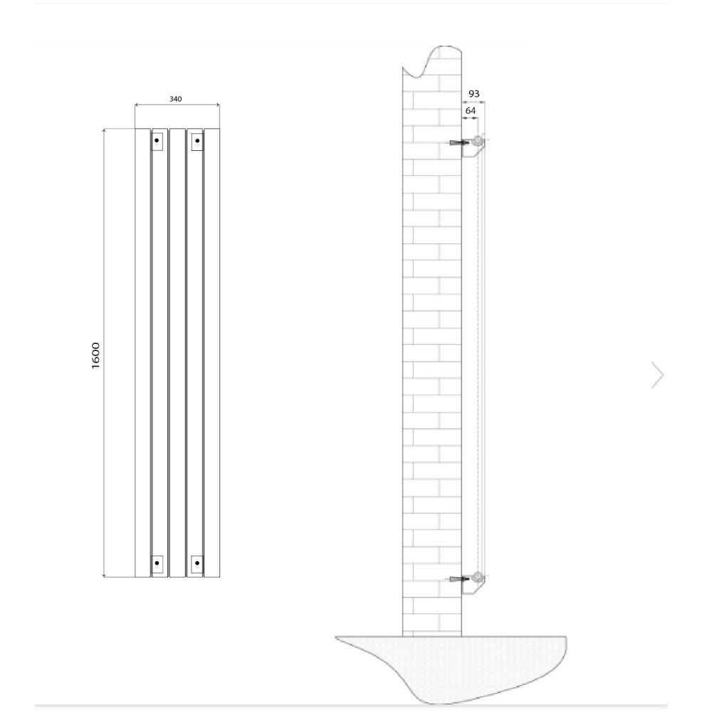 Perth Grey Double Vertical Flat Panel Radiator 1600x340mm