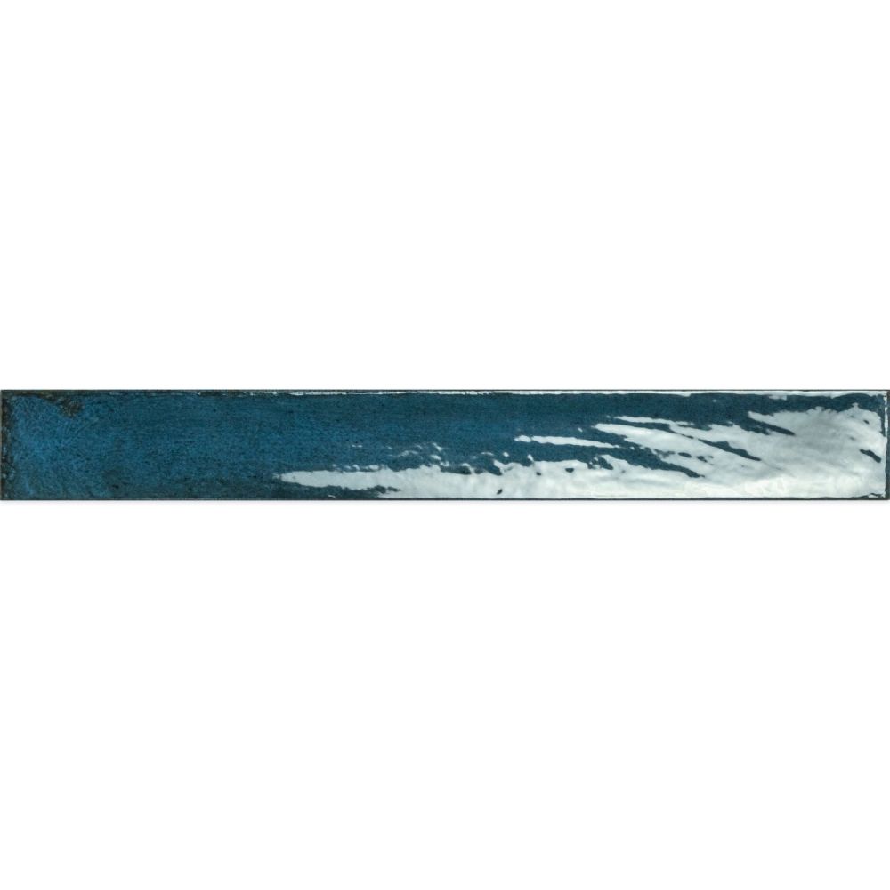 Capri Blue Gloss Ceramic Brick Tile - 400x50mm
