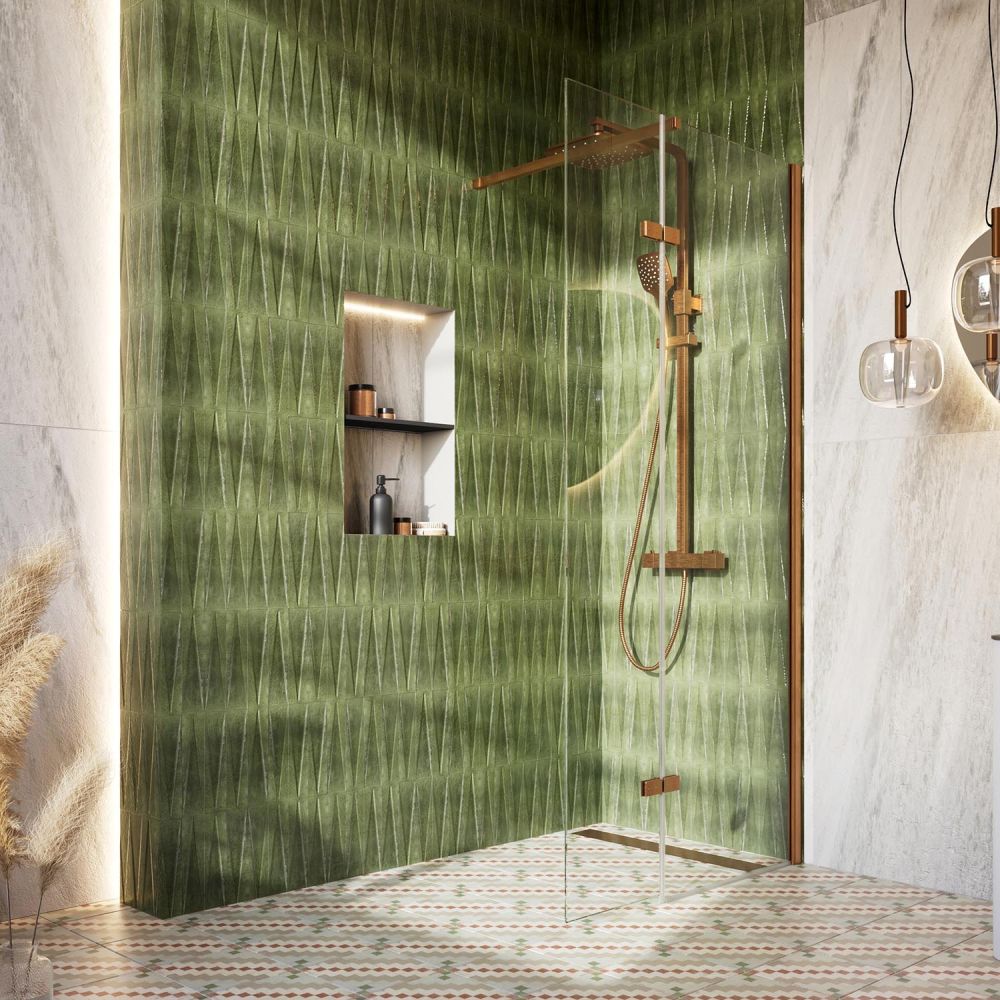 Royle Bronze Wetroom Shower Screen with Hinged Panel
