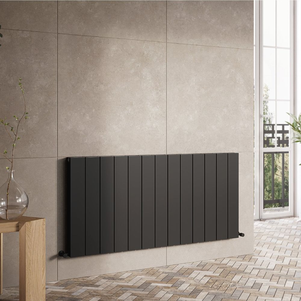 Tesoro Black Textured Double Reversible Aluminium Radiator 600x1235mm