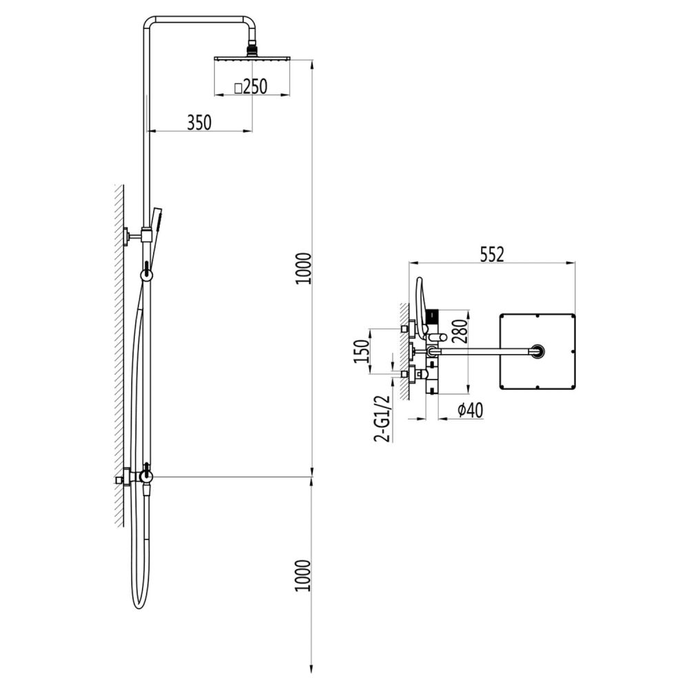 Thane Brushed Nickel Thermostatic Exposed Shower Pack
