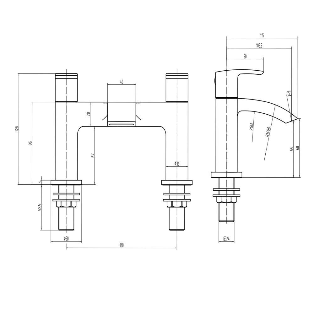 Tear Bath Filler Tap dimensions spec