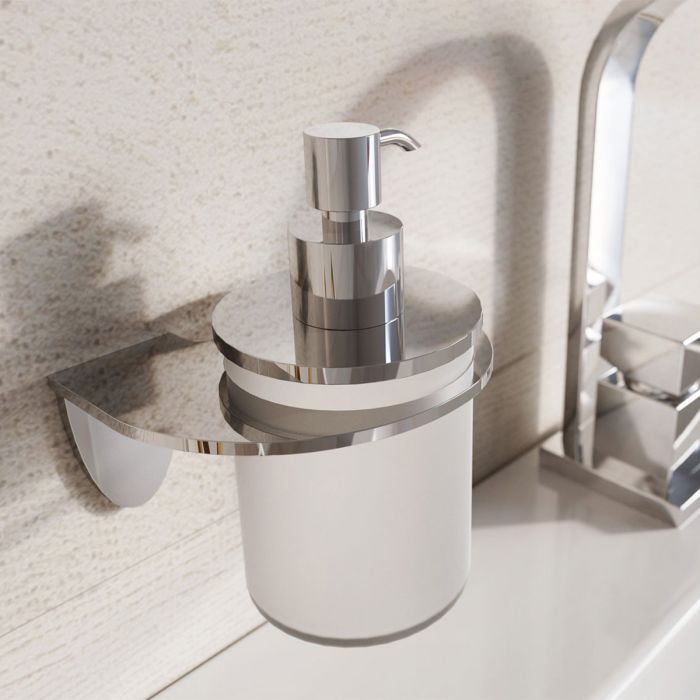 Charvil Glass Soap Dispenser & Chrome Holder