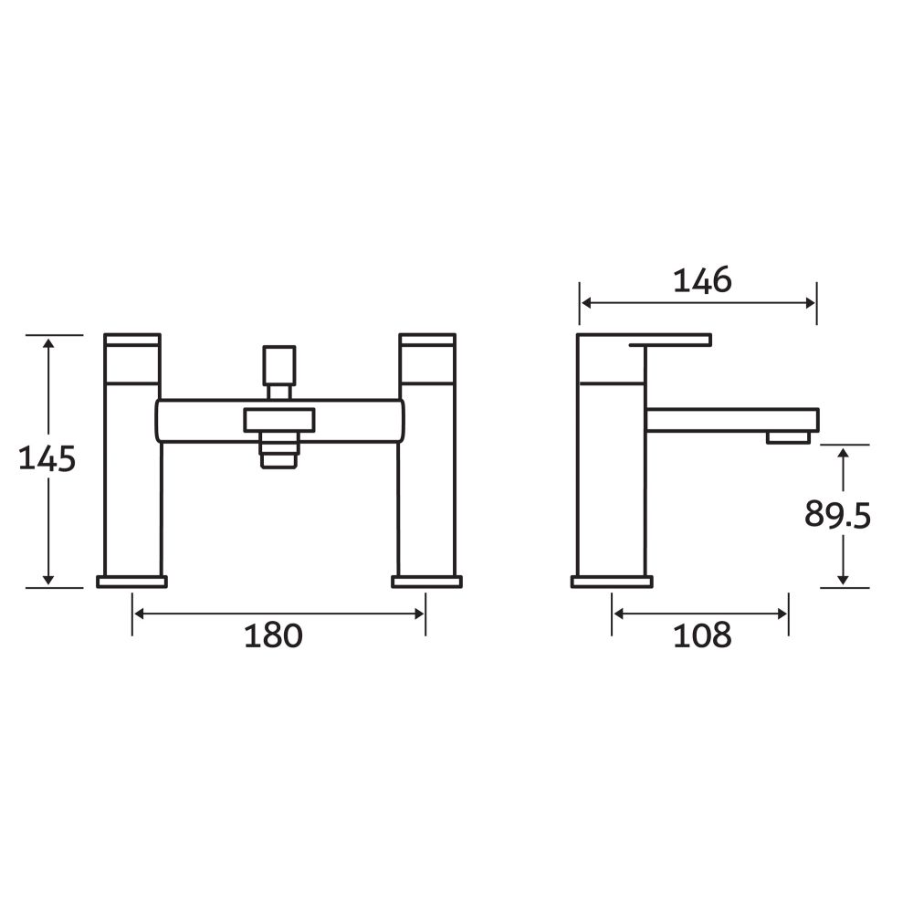 Bath Shower Mixer Tap Dimension Drawing