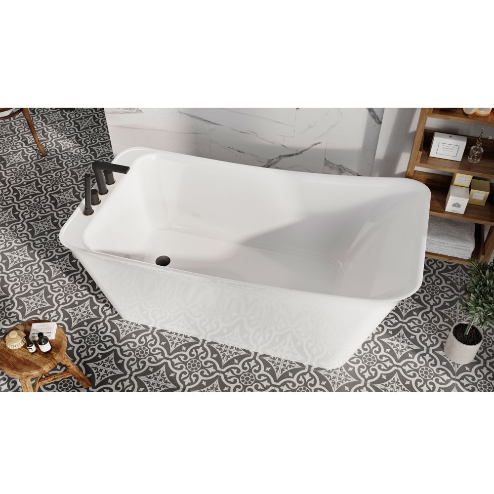 Modern roomset showing a view from above of the Chardon White Freestanding Acrylic Bath 1600x800mm